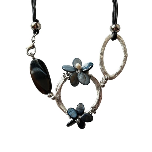 Chunky Choker Fashion Statement Necklace Black 18" - Picture 2 of 3